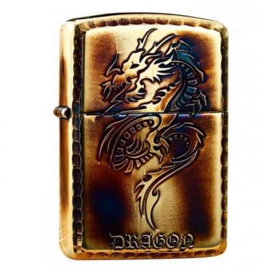 日版 Zippo Lighter Armor® 神龍擺尾-熏金 ZBT-3-55B