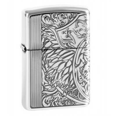 日版 Zippo Lighter 三面刻側虎頭-銀色 ZBT-3-60B