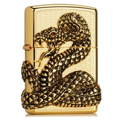 韓版 Zippo Lighter 紅眼金蛇環繞 SNAKE COIL ZBT-1-30A