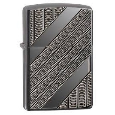 美版 Zippo Lighter Black Ice® 黑冰 深雕斜紋 Coils Deep Carved 29422