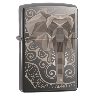 美版 Zippo Lighter Black Ice® 黑冰 象 Elephant Fancy Fill Design 49074